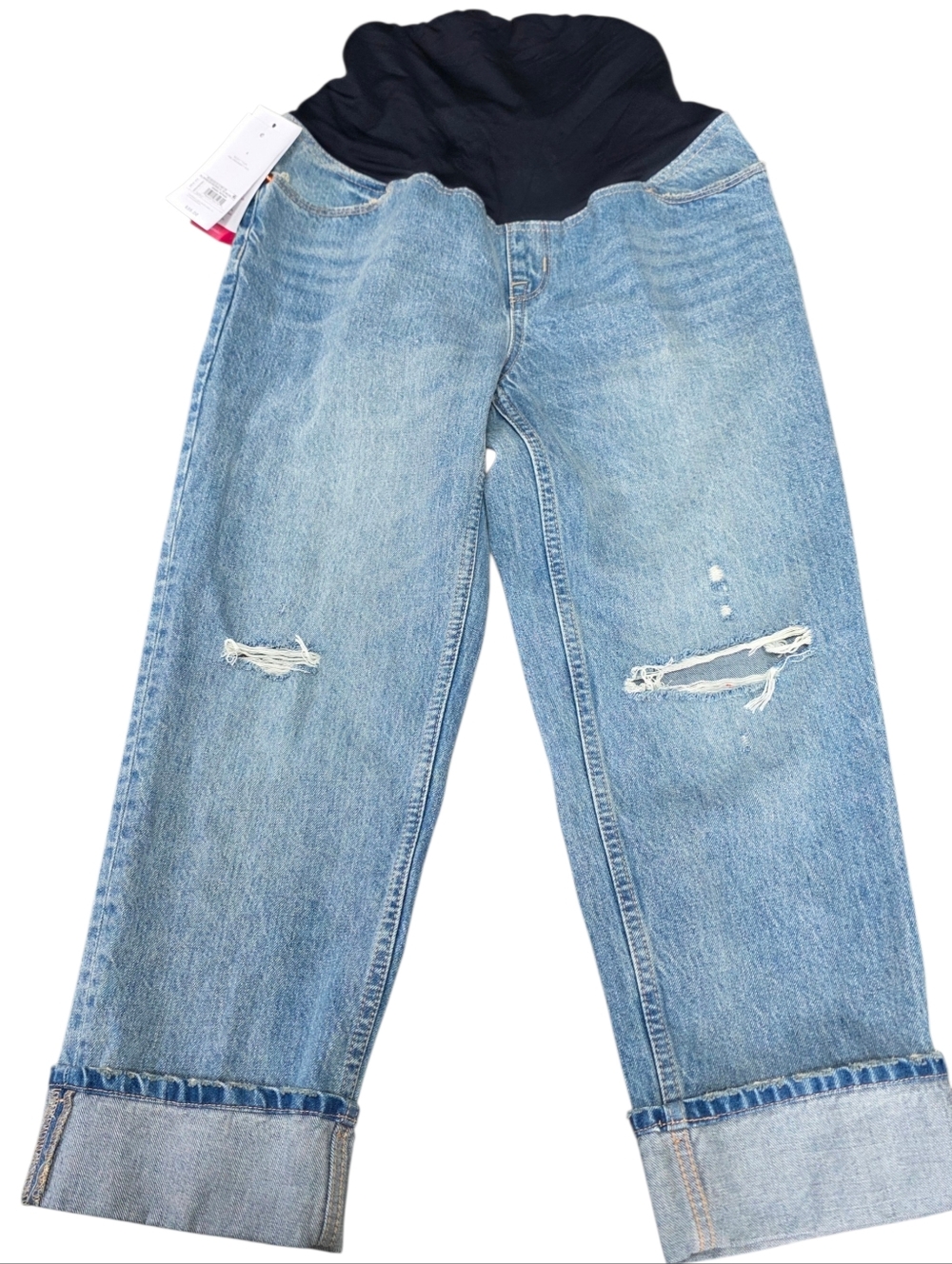 New Maternity Isabel &Ingrid Light Wash Blue Distressed Jeans (Size:4)